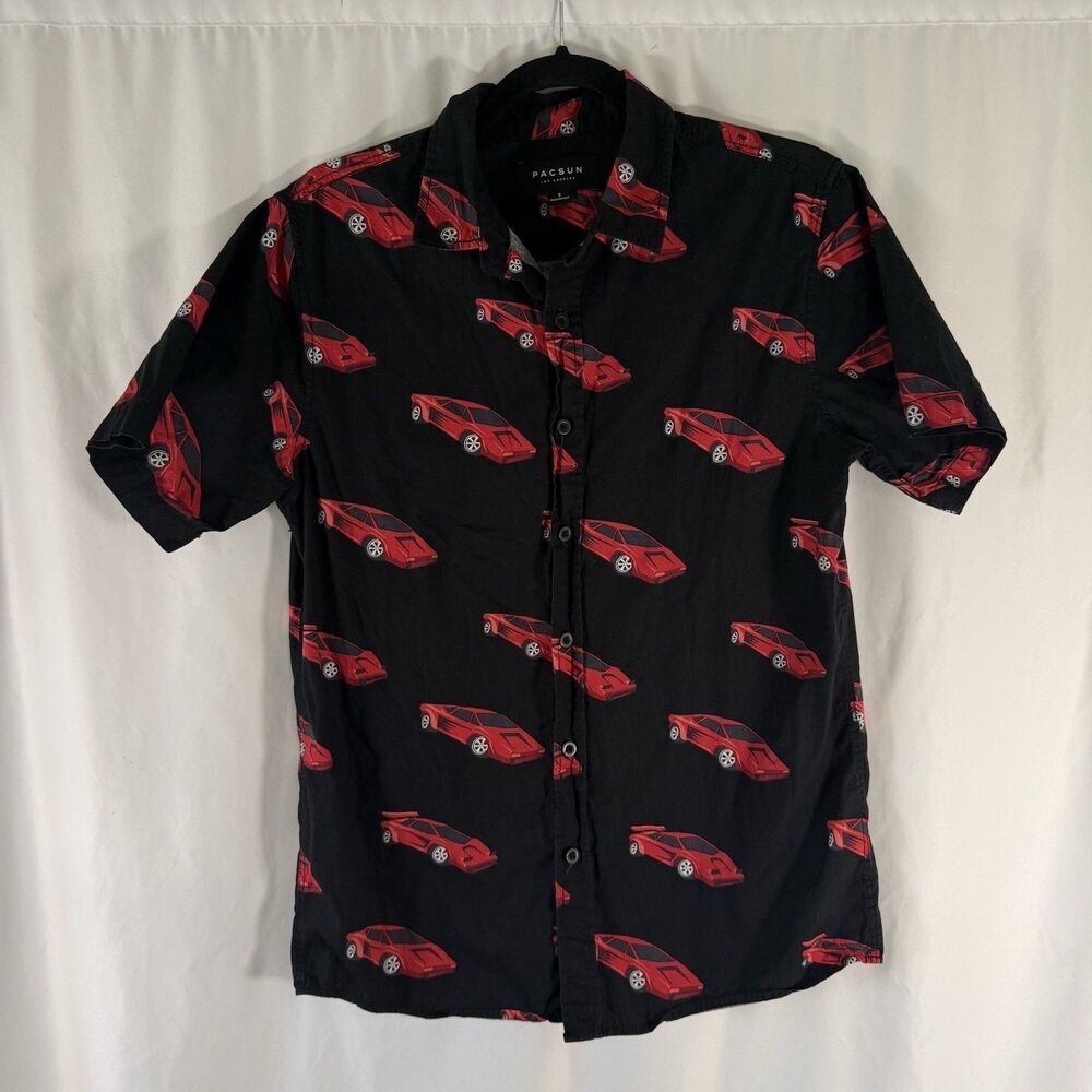 Pacsun Ferrari Testarossa Shirt Men's Small Red Short Sleeve Button Up Cotton